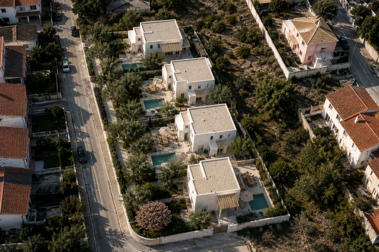 4 villas aerial view