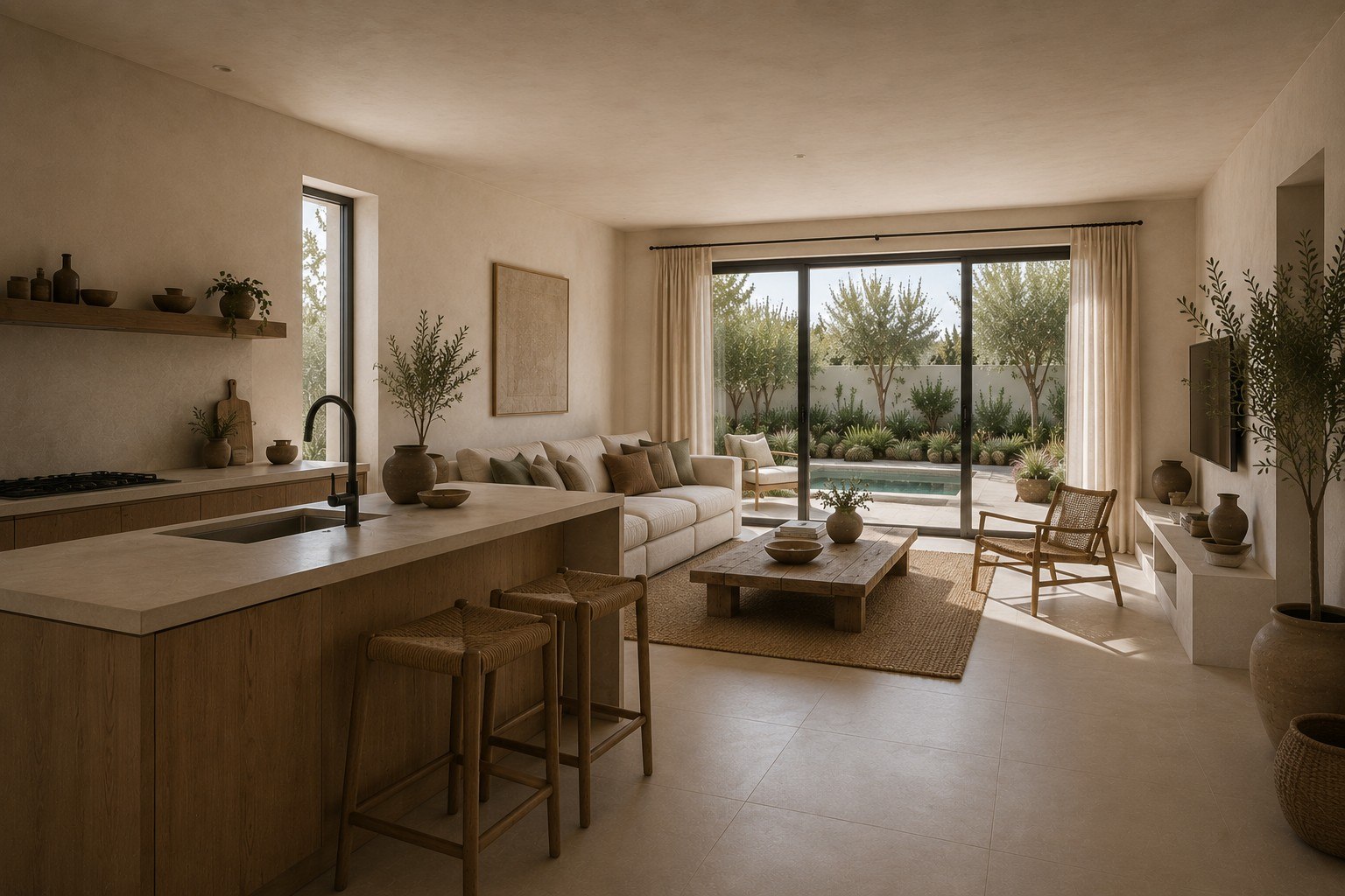 Kitchen and living